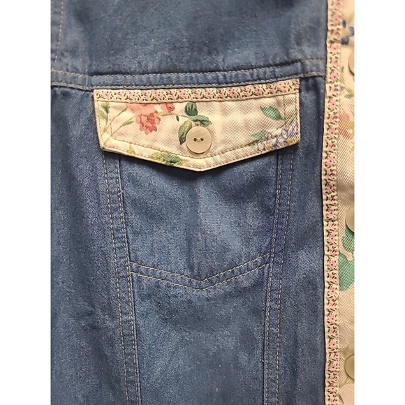 Vtg Koret City Blues denim floral trim vest Women's size M - Picture 3 of 9